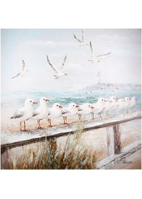 Leinwandbild Gilde "Bild quadratisch Seaside", wei&szlig; (farbe bild(er): blau, grau), B:60cm H:60cm T:3,5cm, Poly-Leinwand, Bilder, Leinwandbild