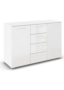 Kombikommode OTTO HOME "Kommode Sideboard Schubladenkommode Schlafzimmerkommode OTELI", wei&szlig; (alpinwei&szlig;, hochglanz wei&szlig;), B:120cm H:81cm T:42cm, Holzwerkstoff, Sideboards, Kombikommode, vier gro&szlig;e Schubladen und 2 T&uuml;ren, mit 4 Einlegeb&ouml;den MADE IN GERMANY