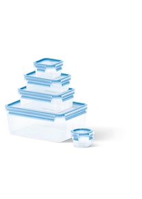 Frischhaltedose Emsa "Clip & Close", blau (transparent, blau), Kunststoff, Lebensmittelaufbewahrungsbeh&auml;lter, Frischhaltedose, (0,15+0,20+0,55+1,00+3,70L), Kunststoff, 100 % dicht, Frischedichtung