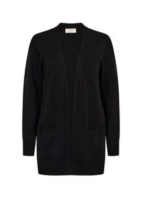 Cardigan Freequent "FQAGNES-CARDIGAN", Damen, Gr. L, schwarz, Strick, Obermaterial: 50% Viskose, 27% Nylon, 23% Polyester, unifarben, ca. Mitte Oberschenkel, V-Ausschnitt, Strickjacken Cardigan, softer Viskosemix, offen zu tragen