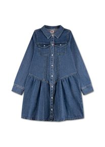 Jeanskleid LEVI'S KIDS "LVG LONG SLEEVE DROP WAIST DRE", M&auml;dchen, Gr. 6 (116), N-Gr, blau (lasso), Denim/Jeans, Obermaterial: 77% Baumwolle, 21% Polyester, 2% Elasthan, Kleider Jeanskleid, Durchgehender Knopfverschluss