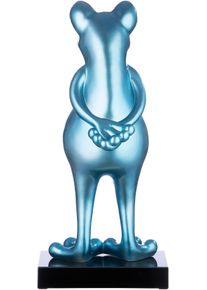 Tierfigur CASABLANCA BY GILDE "Skulptur Frosch petrol", blau, B:32cm H:68cm T:30cm, Kunstharz, Dekofiguren, Tierfigur
