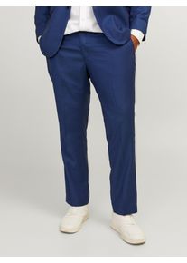 Jack & Jones PlusSize Anzughose "JPRSOLARIS TROUSER NOOS PLS", Herren, Gr. 72, N-Gr, blau (medieval blau), Web, Obermaterial: 59% Polyester, 24% Wolle, 16% Viskose, 1% Elasthan, JACK & JONES PLUSSIZE, unifarben, slim fit normal, Hosen Anzughose