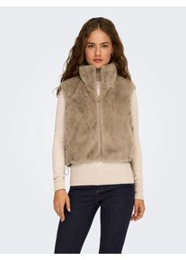 Pl&uuml;schweste Only "ONLDANA FAUX FUR REV.WAISTCOAT OTW CC", Damen, Gr. XS, silbermink, Pl&uuml;sch, Obermaterial: 100% Polyester, unifarben, normal, Westen Pl&uuml;schweste, Kunstfaser