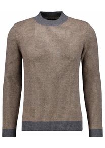 Rundhalspullover Ragman, Herren, Gr. 48, braun (anthrazit), Strick, 90% Wolle 10% Baumwolle, Pullover Rundhalspullover