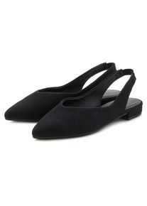 Ballerina Lascana "Sling-Ballerina, Sandale", Damen, Gr. 36, schwarz, Obermaterial: 100% Textilmaterial. Decksohle: 100% Lederimitat. Futter: 100% Lederimitat. Laufsohle: 100% Synthetik, Strukturmuster, unifarben, Basic, Schuhe Ballerina, mit elastischem Riemchen aus Textil VEGAN