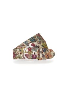 Lederg&uuml;rtel Mustang "Amy", Damen, Gr. 105, bunt (gold, multicolor), Rindsleder, gebl&uuml;mt, mehrfarbig, G&uuml;rtel Lederg&uuml;rtel, mit floralem oder Animal-Design, 4 cm breit