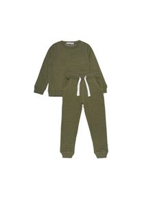 Langarmshirt & Hose Minymo "Hausanzug MISweat", Jungen, Gr. 146, gr&uuml;n (schwarz olive), Obermaterial: 60% Baumwolle CO. 40% Polyester PES., KOB Set-Artikel Langarmshirt & Hose