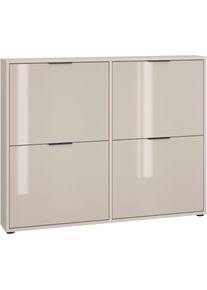 HBZ-MEBLE Schuhkipper HBZ "Jana Schuhkipper, Glasfronten, Metallgriffe", kaschmir, B:118cm H:93cm T:17cm, Glas, Holzwerkstoff, Sideboards, Schuhkipper, Breite 118cm, Glasfront, Metallgriffe