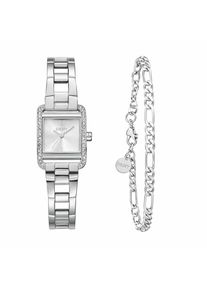 Quarzuhr DKNY "Mini square Watch Set", silberfarben, Armbanduhren, Damen, Quarzuhr, Armbanduhr, Damenuhr, Edelstahlarmband, Ideal auch als Geschenk