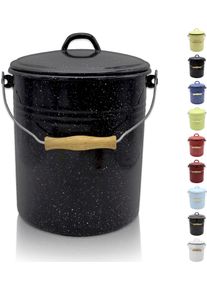 Kr&uuml;ger M&uuml;lleimer KR&Uuml;GER "Emaille-Eimer mit Deckel Serie Rio", schwarz (schwarz, gesprenkelt), H:27,5cm &Oslash;:24cm, Emaille, M&uuml;lleimer, M&uuml;lleimer, schnitt- / kratzfeste Oberfl&auml;che, bakterienabweisend, extrem langlebig