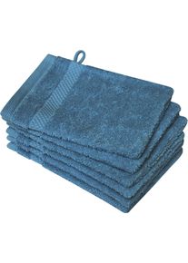Waschhandschuh Dyckhoff "Planet", blau (petrol), B:16cm L:21cm, Walkfrottier, Waschlappen, Waschhandschuh, 450 g/m&sup2;, aus reiner Baumwolle, trocknergeeignet