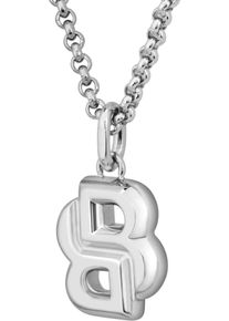 Kette mit Anh&auml;nger BOSS "DOUBLE B PETIT", silber (edelstahlfarben), Halsketten, Damen, Edelstahl, L: 50,5 B: 2mm, Kette mit Anh&auml;nger, B:2mm