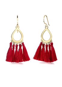 Paar Ohrh&auml;nger Elli "Ohrringe H&auml;nger Tassel Quaste Tropfen 925 Silber" Gr. 50, rot, Ohrringe, Damen, 50, ohne Stein, Silber 925 (Sterlingsilber), Paar Ohrh&auml;nger