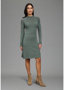 Strickkleid Laura Scott, Damen, Gr. 46, N-Gr, salbei, Strick, Obermaterial: 50% Viskose, 28% Polyester, 22% Polyamid, unifarben, ausgestellt mini, hoch geschlossener Ausschnitt, Raglan&auml;rmel, Kleider Strickkleid, mit edlem Ajourmuster und s&uuml;&szlig;em Stehkragen