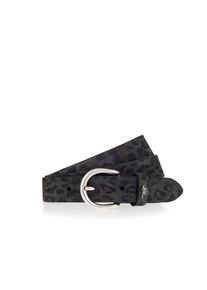 Lederg&uuml;rtel Mustang "Lauren", Damen, Gr. 100, grau (schwarz anthrazit), Leder, G&uuml;rtel Lederg&uuml;rtel, mit Animal-Print, 2,5 cm breit, Made in Metzingen