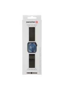Swissten Nylon Band for Apple Watch 42/44/45/49 mm Khaki (with Buckle) (Nylon), Uhrenarmband, Grau