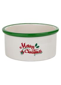 Barry King Hundenapf aus Keramik, Merry Christmas, blau, 16 x 6 cm, Futternapf
