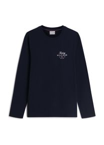 Tommy Hilfiger M&aelig;nd Bluser & t-shirts 'Logo Long Sleeve' navy / hvid St&oslash;rrelse L