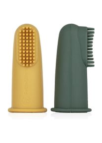Petite&Mars, Handzahnb&uuml;rste, Finger Toothbrush Ochre & Green 0 Months 2 Pieces (2x)