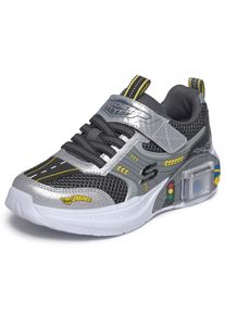 Sneaker Skechers "Compartment & Two Toy Cars", Jungen, Gr. 28, blau (silberfarben, schwarz), Lederimitat, kontrastfarbene Details, Schuhe Sneaker, Kinderschuh mit integriertem Toy Car, Gr&ouml;&szlig;enschablone zum Download