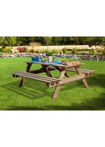 Garten-Essgruppe Weka, grau (grau, gr&uuml;n), B:142cm H:72cm T:37cm, Massivholz, Sitzm&ouml;bel-Sets, Garten-Essgruppe, Tischgr&ouml;&szlig;e BxTxH: 181x63x72 cm