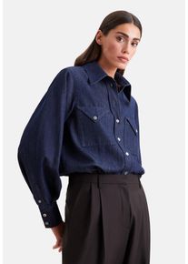 Hemdbluse Seidensticker, Damen, Gr. 5XL (50), dunkelblau, Blusen Hemdbluse, 1/1 Denim