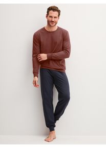 Schlafanzug Calida "Relax Essentials", Herren, Gr. XXL (58/60), brick rot, Single Jersey, Obermaterial: 100% Baumwolle, Homewear-Sets Schlafanzug