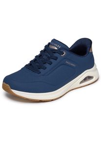 Slip-On Sneaker Skechers "ARCH FIT UNO", Damen, Gr. 38, blau (navy), Lederimitat, Schuhe Slip-On Sneaker, Schlupfschuh, Halbschuh, Freizeitschuh mit Slip ins