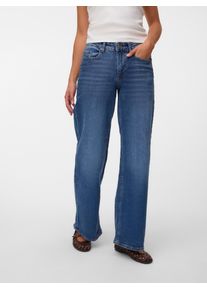 V&eacute;ro Moda Weite Jeans VERO MODA "VMSANDIE-STRETCH MR WIDE JNS RA3087 NOOS", Damen, Gr. 27, L&auml;nge 30, medium blau denim, Denim/Jeans, Obermaterial: 99% Baumwolle, 1% Elasthan, unifarben, oversize lang, Jeans Weite Jeans, Baumwollmischung, wide fit, mid rise