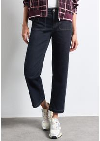 Straight-Jeans Street One "Style Amalia", Damen, Gr. 25, L&auml;nge 28, schwarz (rinsed washed), Denim/Jeans, Obermaterial: 72% Baumwolle, 27% Polyester, 1% Elasthan, unifarben, straight fit lang, Jeans Straight-Jeans, im Rinsed-Look / Stretch