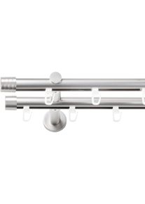 Gardinenstange SN DECO GROUP, chrom matt, B/L: 200cm &Oslash; 19mm, 2 l&auml;ufig, Gardinenstangen, Gardinenstange