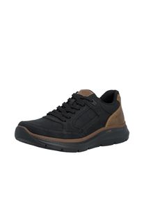 Sneaker Rieker, Herren, Gr. 46, schwarz, braun, Lederimitat, Schuhe Sneaker, Schn&uuml;rschuh, Halbschuh mit Kontrastbesatz, schmale Form
