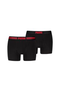 Boxershorts Puma "Puma MEN EVERYDAY PLACED LOGO BOXERS 2P", Herren, Gr. M, schwarz, rot, Jersey, Obermaterial: 95% Baumwolle, 5% Elasthan, normal, Unterhosen Boxershorts, mit Logo Webbund