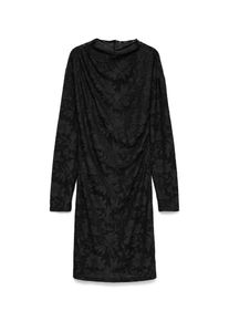 V&eacute;ro Moda Midikleid VERO MODA "VMLAYLA LS SHORT DRESS JRS NOOS", Damen, Gr. XL, N-Gr, schwarz, Jersey, Obermaterial: 96% Polyester, 4% Elasthan, unifarben, regular fit kurz, Rundhals, Kleider Midikleid, Materialmix, regular fit