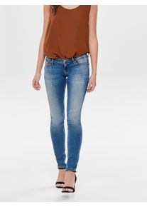 Skinny-fit-Jeans Only "ONLCORAL LOW SK JEANS", Damen, Gr. 29, L&auml;nge 32, blau (dunkelblau denim), Denim/Jeans, Obermaterial: 92% Baumwolle, 6% Elastomultiester, 2% Elasthan, unifarben, skinny fit lang, Jeans Skinny-fit-Jeans, Baumwollmischung, skinny fit
