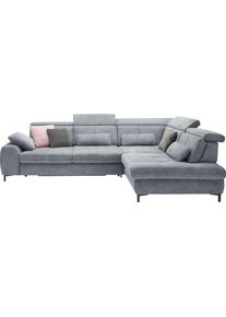 Ecksofa, blau (famosa blau), SET ONE BY Musterring, Sofas, B/H/T: 317cm x 86cm x 220cm, Flachgewebe, Armlehne links, Sitztiefenverstellung,ohne Kopfteilverstellung,Ohne Bettfunktion,Ohne Schubkasten, 100% Polyester, Ecksofa, Kaltschaumpolsterung, Flachgewebe, whlw. mit Funktionen, Sitzh&ouml;he 49, B:317cm H:86cm T:220cm