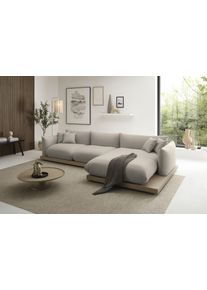 Ecksofa OTTO HOME "Kalix L-Form, 323 cm - OTTO. Verl&auml;ssliche Qualit&auml;t.", beige (taupe), B:323cm H:75cm T:165cm, Sofas, Ecksofa, Designsofa, auf Holzplateau, Strukturstoff, hoher Sitzkomfort
