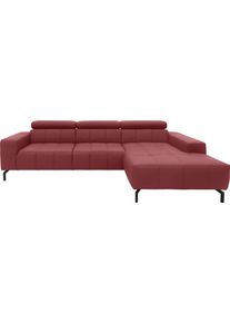 Ecksofa DOMO collection "Cunelli tolle Sitzn&auml;hte als Designelement, fester Sitzkomfort, L-Form", rot, B:292cm H:79cm T:175cm, Sofas, Ecksofa, wahlweise mit 6-fach verstellbarer Kopfteilverstellung, bodenfrei