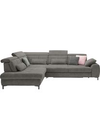 Ecksofa, grau (famosa slate), SET ONE BY Musterring, Sofas, B/H/T: 317cm x 86cm x 220cm, Flachgewebe, Armlehne rechts, Sitztiefenverstellung,Kopfteilverstellung,Ohne Bettfunktion,Ohne Schubkasten, 100% Polyester, Ecksofa, Kaltschaumpolsterung, Flachgewebe, whlw. mit Funktionen, Sitzh&ouml;he 49, B:317cm H:86cm T:220cm