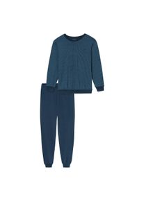Schlafanzug Schiesser "Pyjama Casual Essentials", Herren, Gr. M, blau (blau, dunkelblau), Obermaterial: 100% Baumwolle CO., Homewear-Sets Schlafanzug