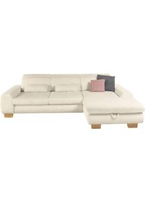 Ecksofa, wei&szlig; (natur), SET ONE BY Musterring, Sofas, B/H/T: 307cm x 86cm x 195cm, Cord, Ottomane rechts, Sitzh&ouml;he 49cm,Sitztiefenverstellung im 3-Sitzer,Kopfteilverstellung,Bettfunktion,Bettkasten, 88% Polyester;12% Polyamid, Ecksofa, Kopteil verstellbar, mit Bettfunktion, in Cord, natur, Sitzh&ouml;he 49, B:307cm H:86cm T:195cm