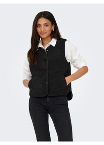 Jacqueline de Yong Pl&uuml;schweste JDY "JDYSIMINA TEDDY WAISTCOAT OTW QIQ NOOS", Damen, Gr. XL, schwarz, Pl&uuml;sch, Obermaterial: 100% Polyester, unifarben, normal, Rundhals, Westen Pl&uuml;schweste, Kunstfaser