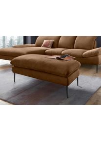 Hocker W.Schillig "enjoy&MORE", braun (chocolate s37), B:106cm H:45cm T:71cm, Chenille-Flachgewebe R66 (85% Polyester, 15% Nylon);Longlife Xtra-Leder Z59: Glattleder mit modischer Pr&auml;gung. Hautst&auml;rke 0, 9 - 1, 1 mm;Stoff S37 (100% Polyester), Hocker, Hocker, F&uuml;&szlig;e schwarz pulverbeschichtet, Breite 106 cm