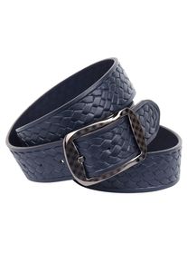 Lederg&uuml;rtel Anthoni Crown, Damen, Gr. 80, blau, Leder, unifarben, G&uuml;rtel Lederg&uuml;rtel, mit Flecht-Pr&auml;gung