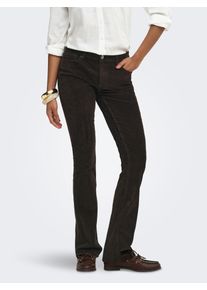 Cordhose Only "ONLMARY &ndash; Flared Cordhose mit Stretchkomfort", Damen, Gr. 36, L&auml;nge 32, braun (schwarz coffee), Cord, Obermaterial: 98% Baumwolle, 2% Elasthan, unifarben, slim fit normal, Hosen Cordhose, Baumwollmischung, bootcut fit