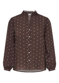 Druckbluse Only CARMAKOMA "CARRAYA L/S SHIRT WVN NOOS", Damen, Gr. 54, deep mahogany aop:dots (cloud dancer), Web, Obermaterial: 100% Viskose, bedruckt, regular fit normal, Blusen Druckbluse, Viskose, regular fit