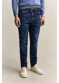 Slim-fit-Jeans Gant, Herren, Gr. 33, L&auml;nge 34, mid blau worn in, Jeans Slim-fit-Jeans