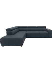 Ecksofa DOMO collection "BRANDON L-Form, auch in Leder", grau (anthrazit), B:275cm H:80cm T:228cm, Echtleder, Sofas, Ecksofa, inklusive Kopfteilverstellung, wahlweise mit Sitztiefenverstellung
