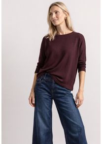3/4 Arm-Pullover Street One, Damen, Gr. 40, braun (rustic rough), Strick, Obermaterial: 60% Viskose, 40% Polyester, unifarben, normal h&uuml;ftbedeckend, U-Boot-Ausschnitt, abgesteppte Kante, Pullover 3/4 Arm-Pullover, 374-Arm-Shirt in Strick-Optik